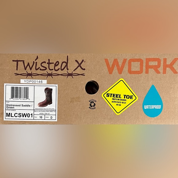 Twisted X Men's Lite Cowboy Work NWS Toe (Steel Toe) 12" Size 10D - Picture 2 of 10